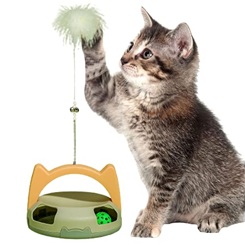 VENTDOUCE Katzenspielzeug für Indoor-Katzen | Lustiger rotierender Ball Kätzchenspielzeug | Interaktives Katzenspielzeug mit Federn und Glocken für Katze von VENTDOUCE