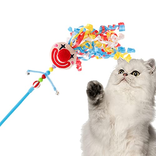 VENTDOUCE Katzenstockspielzeug,Kätzchen Plüsch Ball Fairy Wand mit Bändern - Schönes Tier-Übungsspielzeug mit gefülltem Ball zum Entspannen und Entwickeln, Kätzchen-Spielzeug für die Heimzucht von VENTDOUCE