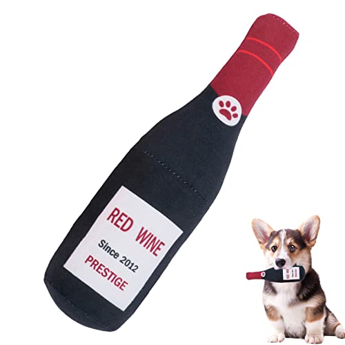VENTDOUCE Plüschtiere für Haustiere - Red Wine Dog Quietschende Spielzeuge - Hündchenspielzeug, lustiges quietschendes Hundespielzeug, Kauspielzeug für kleine, mittelgroße Hunde und Welpen von VENTDOUCE