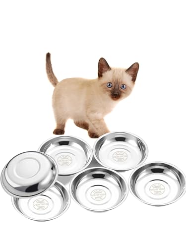 VENTION Kleine Flache Katzenfutternäpfe, Außendurchmesser 12,5 cm, Katzennapf aus Edelstahl für Hauskatzen, 6 Stück Ersatz-Katzennäpfe 220 ml für Erhöhte Futterstation für Katzen VENTION Kleine Flache Katzenfutternäpfe, Außendurchmesser 12,5 cm, Katzennapf aus Edelstahl für Hauskatzen, 6 Stück Ersatz-Katzennäpfe 220 ml für Erhöhte Futterstation für Katzen von VENTION