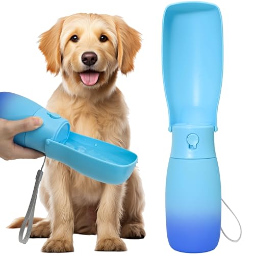 Hunde-Wasserflasche zum Spazierengehen, 550ml/538.6 g tragbare Hunde-Reise-Wasserflasche, auslaufsichere Trinkschale, spülmaschinenfest, leicht, perfekt für Wandern & Outdoor-Abenteuer von VEPOUYU