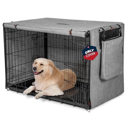VERABE 600D Abdeckung für Hundekäfige, wasserdichte Haustierhüttenabdeckung mit Aufbewahrungstasche, passend für 121,9 cm Drahtkäfig-Hundekäfig, 121,9 cm, Grau VERABE 600D Abdeckung für Hundekäfige, wasserdichte Haustierhüttenabdeckung mit Aufbewahrungstasche, passend für 121,9 cm Drahtkäfig-Hundekäfig, 121,9 cm, Grau von VERABE