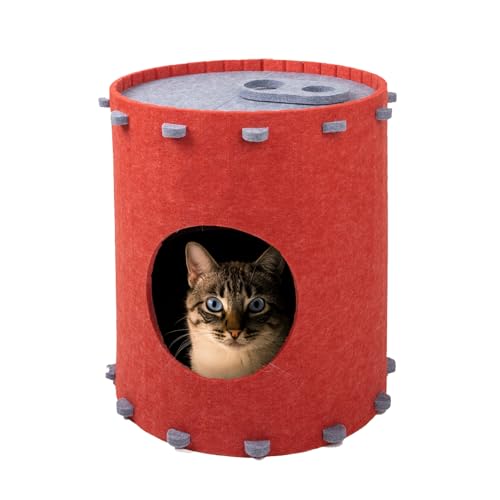 VERABE Can Shape Cat House with Can Pull Ring, Felt Peekaboo Cat Cave, Foldable Cat Beds for Indoor Cats, Durable Cat Scratcher Kitten Bed von VERABE