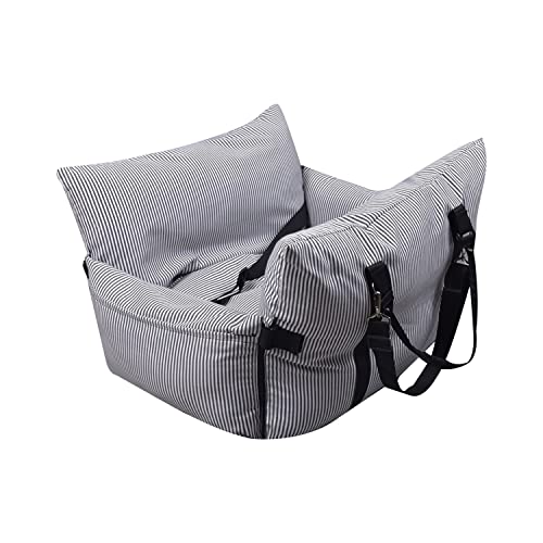 VERCART Hunde Autositz für Mittlere Hunde Kleine Hunde Rücksitz Autositz Sicherheits Autositz Bett für mit Clip-on-Sicherheitsleine Tasche Marineblaue Streifen 76 x 52 x 40cm, M(76 x 52 x 40cm) von Gagaciso