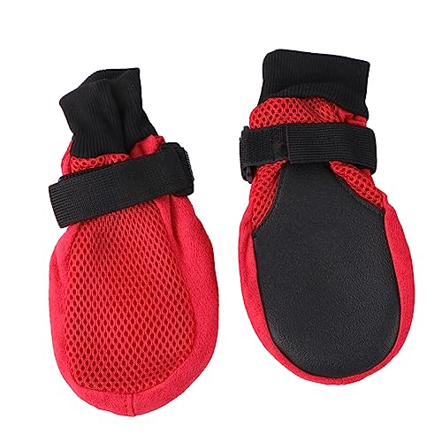 VERDANVERSE 1 Satz Atmungsaktive Hundeschuhe für Welpen mit Rutschfester Sohle Rot Paw Protector für Outdoor Aktivitäten Schützt Pfoten vor Rauen Oberflächen und Bietet von VERDANVERSE