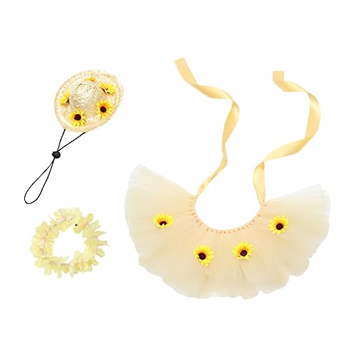 VERDANVERSE 1 Satz Haustierkleidung Hundeweihnachtskleid Kostüme Welpen Requisiten Hundekleid Outfit Hawaii-Party Haustierhut Festival-Haustier-Cosplay-Requisiten Haustier Gras Yellow von VERDANVERSE