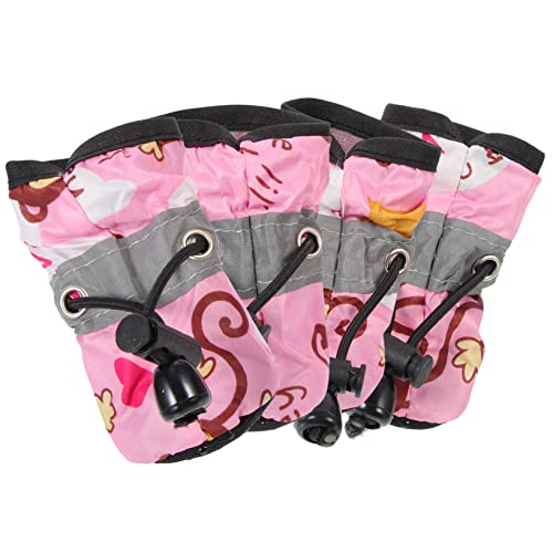 VERDANVERSE 1 Satz Hundeschuhe mit weicher Sohle Stiefeletten im Freien hundeschuhe mittelgroße Hunde Griff Schnee Abdeckung Pfote Dekorative Hundehuhe Regenschuhe für Haustiere Stoff Rosa von VERDANVERSE