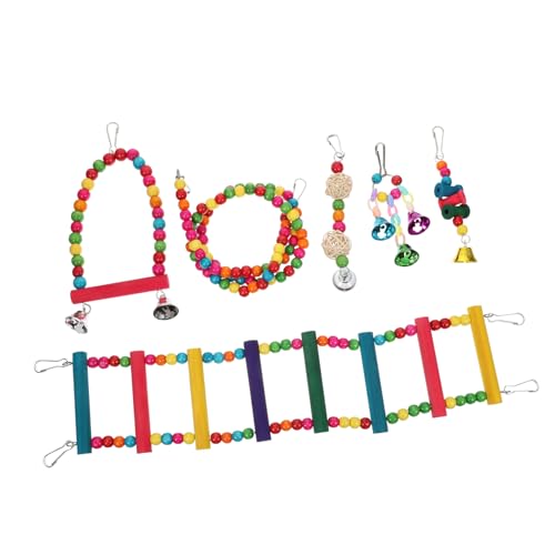 VERDANVERSE 1 Satz Papagei Spielzeugset Haustier Drinnen Leitern Zubehör Für Papageienkäfige Papageienspielzeug Für Kleine Vögel Papagei Kauspielzeug Kletterleiter Für Papageien Barsch Hölzern von VERDANVERSE
