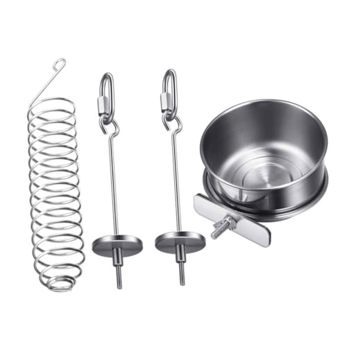 VERDANVERSE 1 Satz Vogel liefert Hängenden Vogelhäuschen Fisch Haustier Futterspender Papageienfutter für Käfig Pole Bird Toys Vogelfütterer Vogelfutterhalter Rostfreier Stahl Silver von VERDANVERSE