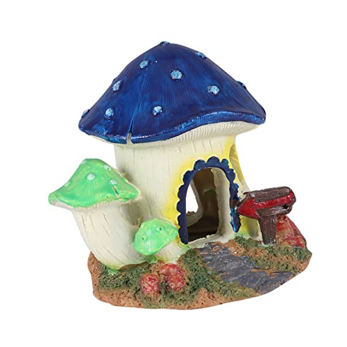 VERDANVERSE 1 Stück Aquariumdekorationen Fische klein Zubehör für Aquarien Tank künstlich Landschaftsbau Fischschutzhaus Dekoration für Pilzaquarien Pilzfisch Pilzhaus Aquarium Blue von VERDANVERSE