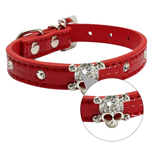 VERDANVERSE 1 Stück Strasshundkette Nietenkragen Halloween -Schädel Stichworte individuelle für Haustiere Party Halloween-Haustierhalsbänder Trachtenkragen Halsband für Hunde Pu rot von VERDANVERSE