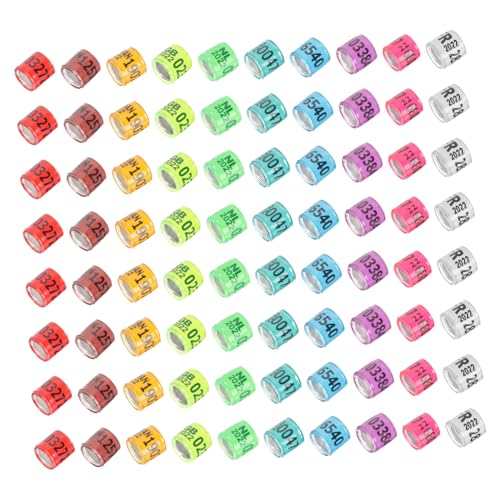 VERDANVERSE 100 Stück Brieftauben-identifikationsring Ringe Markierung Für Taubenrennen Vögel Hühnerbeinbänder Geflügelbeinbänder Wachtel Mehrere Voliere Vogelmarkierung Colorful Aluminium von VERDANVERSE