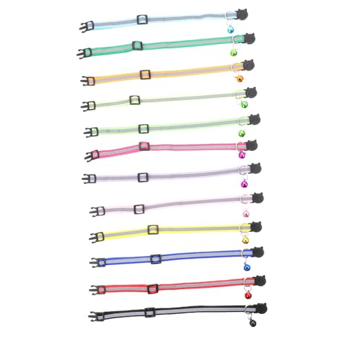 VERDANVERSE 12 Stück Katzenkopf -Sicherheitsschnalle Kragen Katzenkragen Katzenhalsband für Jungen Katzenhalsbänder für männliche Katzen Katzenhalsband süß Glockenkragen Polyester von VERDANVERSE