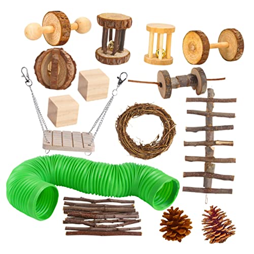 VERDANVERSE 15 Stück Haustierspielzeug aus Holz Hamsterröhren und Tunnel für Bausatz klein nager Nagetierspielzeug Hamster - Hamster-Freizeitspielzeug die Klingel Colorful von VERDANVERSE