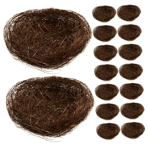 VERDANVERSE 16 Stück Teiliges Simuliertes Vogelnest Dekorationsset aus Hanfmaterial für Garten Tisch und Fotografie Woven Bird Nest Ornamente für Kreative Arrangements von VERDANVERSE