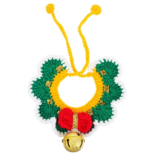 VERDANVERSE 1Stück Gestricktes Katzenhalsband mit Schleifenmotiv und Glöckchen Verstellbar Modisches Haustierzubehör für Katzen für Weihnachten und Neujahr von VERDANVERSE