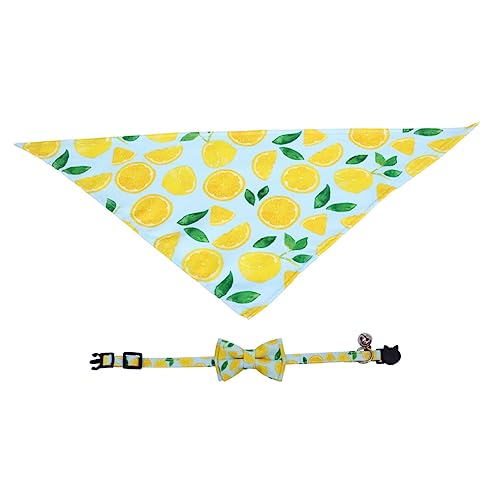 VERDANVERSE 2 Stück Dreieckstuch Für Haustiere Klein Welpenkragen Katzenhalsbänder Katze Dreieckstuch Stichworte Schal Name Katze Hund Dreieckstuch Katzenhalsband Mit Glocke Yellow Polyester von VERDANVERSE