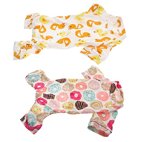 VERDANVERSE 2stücke Baumwoll-hundepyjama Für Kleine Hunde Cozy Romper Für Haustiere Süße Schlafanzüge Donut Und Enten-Design Für Drinnen Und Draußen von VERDANVERSE
