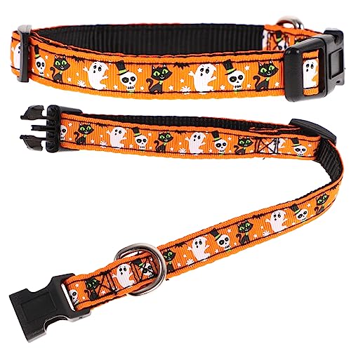 VERDANVERSE 2 Stück Haustierhalsband Haustiere Kragen Hundezubehör Schild gepolstert klein rückengurt rückenbandage keilriemen Gurte Hundehalsbänder Halloween für Hunde Stoff Orange von VERDANVERSE