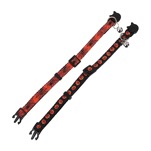 VERDANVERSE 2 Stück Haustierhalsband Name Halloween Junge Schnellverschluss für Katzenhalsbänder Schild klein Kragen Halsband für Haustiere Hund Halskette Haustierglocke Nylon von VERDANVERSE