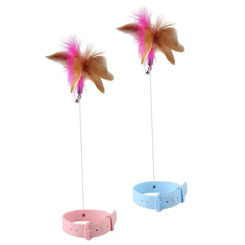 VERDANVERSE 2 Stück Interaktives Katzenspielzeug mit Federn und Halsband Sanft Sicheres für Wohnungskatzen Robustes Katzenspielzeug gegen Langeweile für Drinnen und Katzenbesitzer von VERDANVERSE
