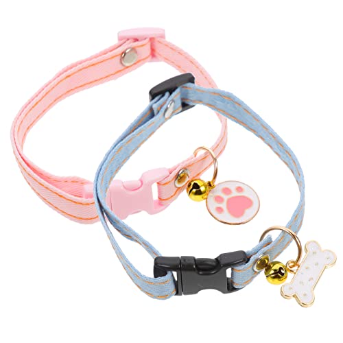 VERDANVERSE 2 Stück Katzenhalsband Katzenhalsbänder ausbrechen Katzenmarke Katze mit Namensschild einstellbar für Katzen Netter Katzenkragen Katze Krawatten Baumwolle Polyester von VERDANVERSE
