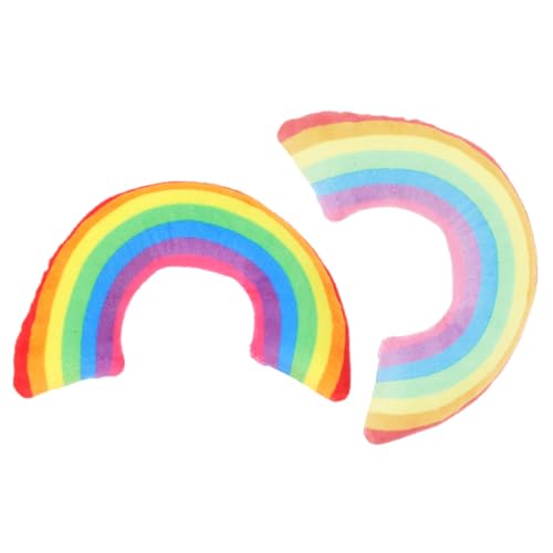 VERDANVERSE 2 Stück Katzenkissen mit Katzenminze U Förmiges Nackenstützkissen für Katzen Schlafkissen für Drinnen und Draußen Beruhigendes für Kätzchen Farbiger Regenbogenmix von VERDANVERSE