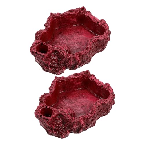 VERDANVERSE 2 Stück Reptilien Wassernapf aus Resin Futternapf für Schildkröten Eidechsen und Andere Reptilien für Terrarien Dekorativ und Praktisch von VERDANVERSE