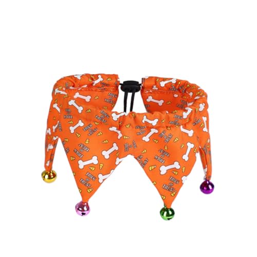VERDANVERSE 2 Stück Teiliges Verstellbares Halloween Haustierhalsband mit Glöckchen Leichtes Polyester Katzen und Hundehalsband für Welpen Angenehmer Sitz Geeignet für Halsumfang Orange von VERDANVERSE