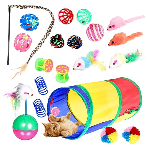 VERDANVERSE 20 Stück Katzenspielzeug Tunnelbett für Katzen anregend für Katzen drinnen Interactive cat Toy cat Springs Tunnel für Katzen Katzen- - Kätzchen -Tunnel Feder von VERDANVERSE