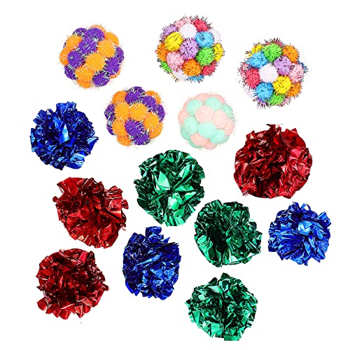VERDANVERSE 25 Stück Plüschspielzeugball Katzenspielzeug Spielzeugkatze anregend Knisterbälle Katzen drinnen Kitten Katzen cat Toys Plüschballspielzeug Katzenbälle Plastik von VERDANVERSE