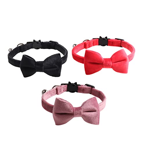 VERDANVERSE 3 Stück Katzenhalsband aus Samt bandfeile schienbeinschoner Tape dekoratives Haustierhalsband mit Schleife Beruhigungshalsband für Katzen Hündchen Halskette Haustierbedarf Flanell von VERDANVERSE