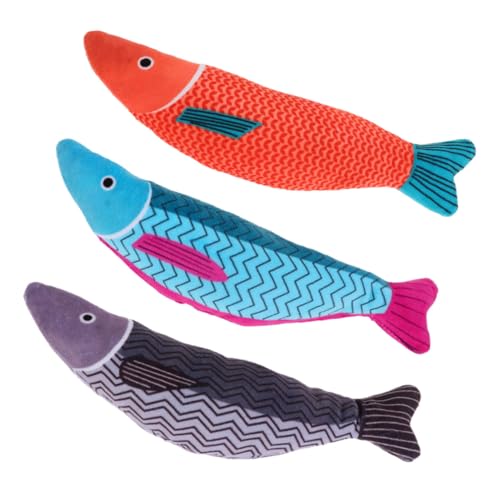 VERDANVERSE 3 Stück Katzenminze Plüsch Fische mit Quietscher Interaktives Katzenspielzeug zur Stimulation Sicheres Stressreduktion für Gemeinsamen Spielspaß von VERDANVERSE