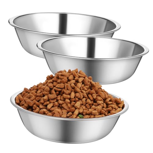 VERDANVERSE 3 Stück Katzennapf aus Edelstahl katzenfutter schüssel katzenfutterstation Hundefutterschalen Futterspender für Katzen Behälter für Hundefutter Futternapf für Haustiere Silver von VERDANVERSE