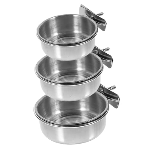 VERDANVERSE 3 Stück Papagei Hängebecher Wachtel Spender Vogelkäfig-fruchtspieß Vogel Fütterer Automatischer Vogelfutterbecher Wasser Futtertische Für Vögel Hydro Taube Silver Rostfreier Stahl von VERDANVERSE