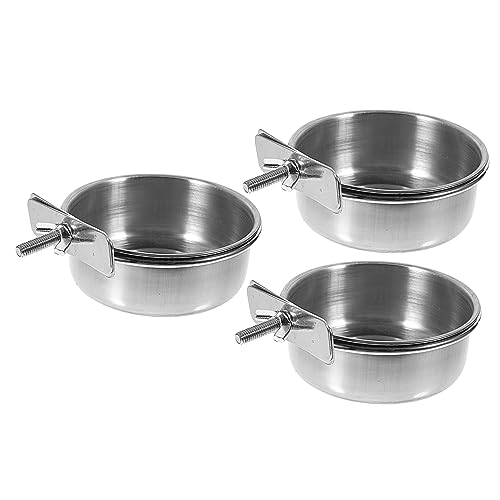 VERDANVERSE 3 Stück Papageienfutterbecher vogelfutterspender vogelfutterhäuschen groß Papageien-Fütterungsbecher Essen Vogelfütterer Vogelwasserfuttermittel für Käfig Rostfreier Stahl Silver von VERDANVERSE