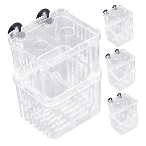 VERDANVERSE 4 Stück Aquarium Aufzuchtbecken mit Doppelter Selbstschwimmend Transparent Fischbrüterbox für Clownfische Garnelen Betta Isolation Zuchtbehälter zur Fischzucht und Aufzucht von VERDANVERSE