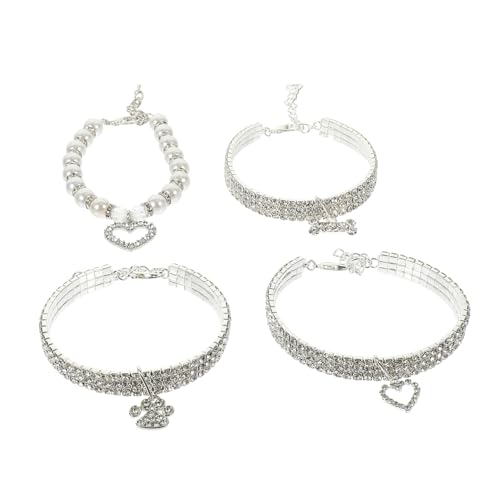 VERDANVERSE 4 Stück Haustier Halsband Set dekoratives Hundehalsband Kragen Schleife Katzenhalsbänder Schild Katze aus Strass Nettes Katzenzubehör Katzenhalsbandkette Strasssteine Silber VERDANVERSE 4 Stück Haustier Halsband Set dekoratives Hundehalsband Kragen Schleife Katzenhalsbänder Schild Katze aus Strass Nettes Katzenzubehör Katzenhalsbandkette Strasssteine Silber von VERDANVERSE
