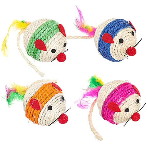 VERDANVERSE 4 Stück Katzenspielzeug Aus Sisal Mäusekatzen Sisal Seil Kätzchen Drinnen Bälle Für Katzen Interaktives Katzenjagdspielzeug Katzenkratzer Katzenball Kratzen von VERDANVERSE