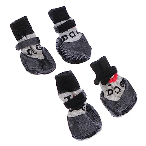 VERDANVERSE 4 Stück Teiliges Hundeschuh aus Weicher Wolle rutschfeste Pfotenschutz Socken für Drinnen und Draußen Atmungsaktiv Warm für Regen und Glatte Böden Passend für Kleine Hunde von VERDANVERSE