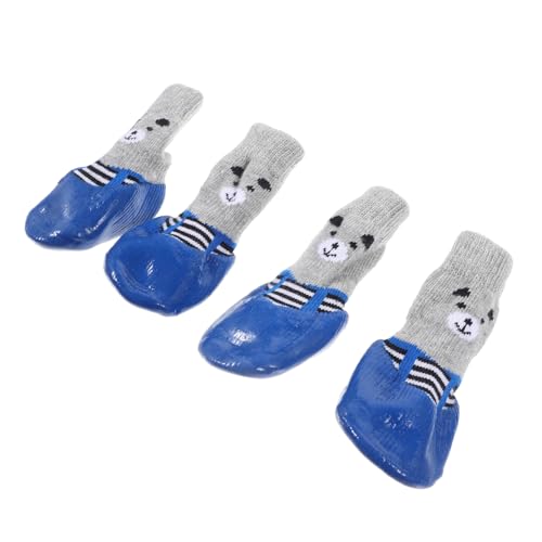 VERDANVERSE 4 Stück Teiliges Hundeschuhe Socken für Haustiere rutschfest Atmungsaktiv Pfotenschutz für Indoor und Outdoor Aktivitäten Blau von VERDANVERSE