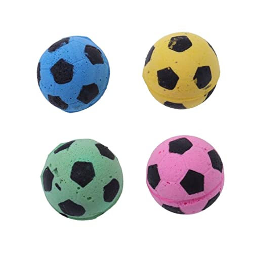 VERDANVERSE 4 Stück Teiliges Katzenspielzeug aus Weichem Eva Schaumstoff Bunte Fußball Designs Interaktive Indoor Spielbälle Natürlichen Instinkte und Schonung von Möbeln von VERDANVERSE