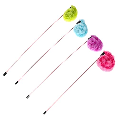 VERDANVERSE 4 Stück Teiliges Katzenspielzeug mit Glockendesign Plüsch Katzenangelstöcke zur Interaktion Lustige Katzenspielzeuge für Drinnen und Spielspaß Zufällige Farbe von VERDANVERSE
