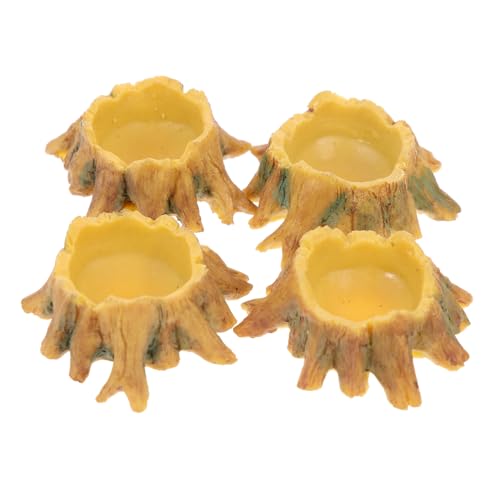 VERDANVERSE 4 Stück Teiliges Kleine Resin Wasserschalen für Reptilien und Spinnen Sichere Langlebige Futter und Trinkbehälter mit Glatten Kanten für Babyschildkröten und Eidechsen von VERDANVERSE