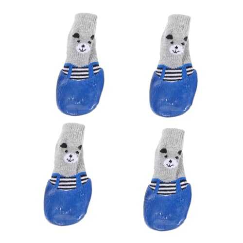VERDANVERSE 4 Stück rutschfeste Hundesocken aus Atmungsaktivem Baumwollmaterial Pfotenschutz für Hunde und Katzen für Drinnen und Draußen Blau S von VERDANVERSE
