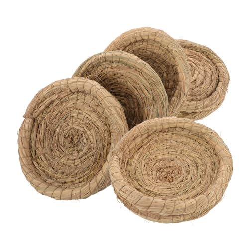 VERDANVERSE 5 Stück Teiliges Handgewebtes Stroh Nest für Kleintiere Robustes Gemütliches Vogel und Kaninchenbett Geeignet für Aussengehege und Diverse Kleintierarten Langlebiges und Sicheres von VERDANVERSE