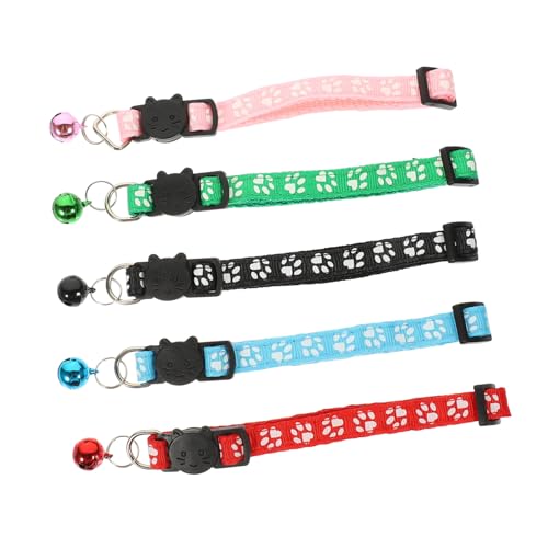 VERDANVERSE 5 Stück Teiliges Katzenhalsband mit Bunten Fußabdruck Muster Verstellbar mit Glocke Leichtes Langlebiges Halsband für Haustiere als Kostümaccessoire und Foto Requisite VERDANVERSE 5 Stück Teiliges Katzenhalsband mit Bunten Fußabdruck Muster Verstellbar mit Glocke Leichtes Langlebiges Halsband für Haustiere als Kostümaccessoire und Foto Requisite von VERDANVERSE