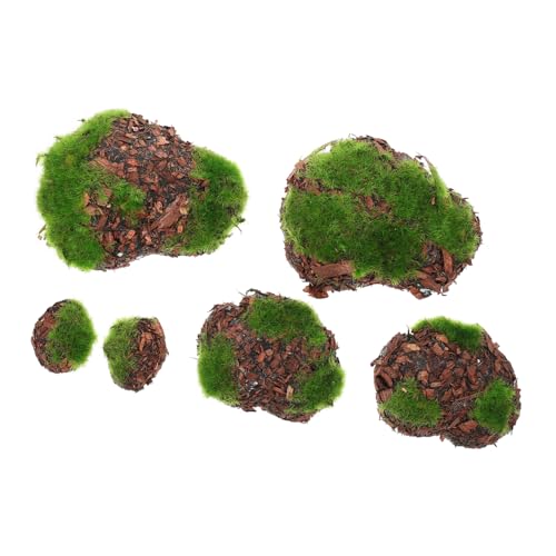 VERDANVERSE 6 Stück Künstliche Mooskugeln und Moossteine für Aquarium Deko Mini Landschaftsornamente Leichte Pflanzendeko für Bonsai Garten Foto Requisiten und Innenraumgestaltung von VERDANVERSE