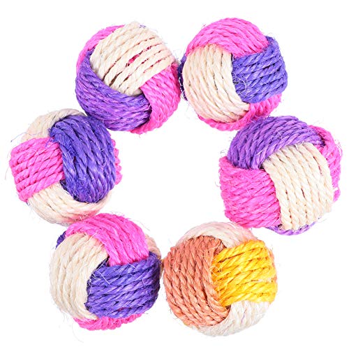 VERDANVERSE 6 Stück Sisal Ball Katzen Katzenball Katze rollt Sisalkugeln drinnen interaktives kratzspielzeug cat Toys Sisalkugel für Katzen Kätzchen rollender Ball von VERDANVERSE