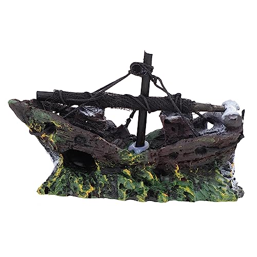 VERDANVERSE Aquarium Landschaftsbau Boot Zubehör für Aquarien Treibholz Aquarienschmuck Piratendekorationen Aquarium schiffswrack Fische Aquarium -Versteck Aquarium Piratenboot Harz von VERDANVERSE